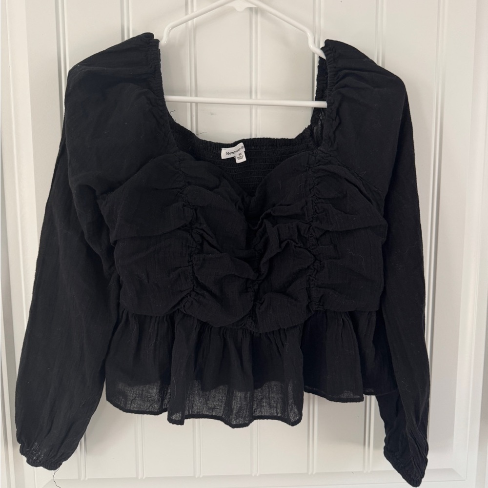 Black Ruffled Women's Top